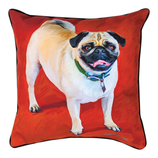 The Pug - 18 inch Pillow Climaweave Indoor/Outdoor