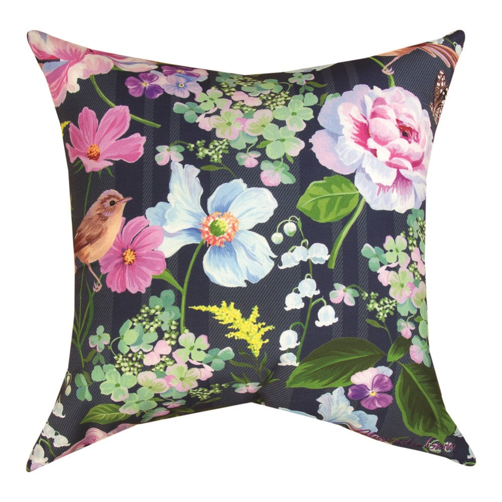 Floral With Bird Climaweave Pillow 18" Indoor/Outdoor