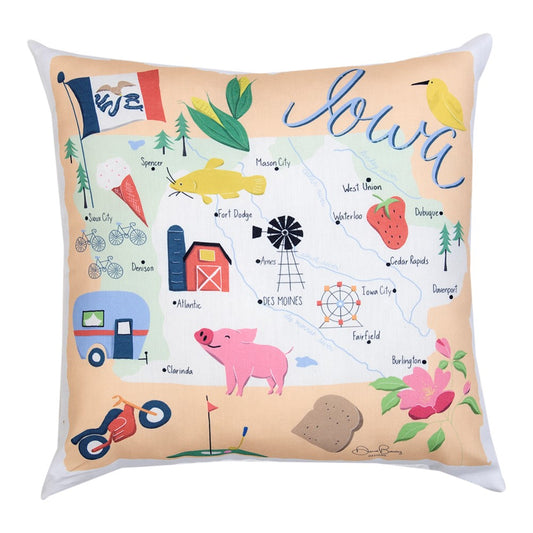 Iowa Map Climaweave Pillow 18" Indoor/Outdoor