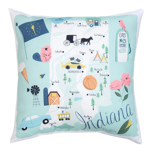 Indiana Map Climaweave Pillow 18" Indoor/Outdoor