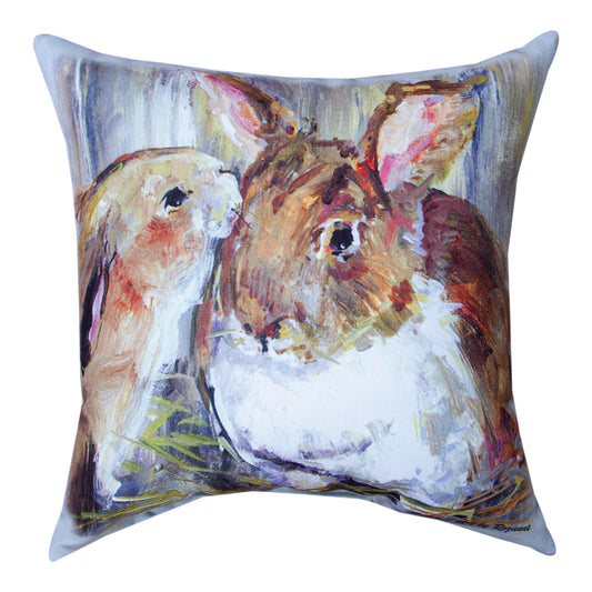 Kissing Bunnies Climaweave Pillow 18" Indoor/Outdoor