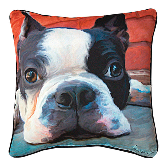 Moxley Boston Terrier -18 Pillow Climaweave Indoor/Outdoor