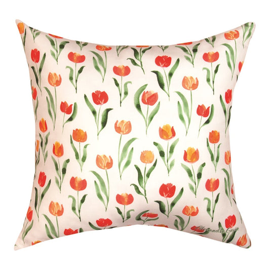 Orange & Pink Florals Climaweave Pillow 18" Indoor/Outdoor