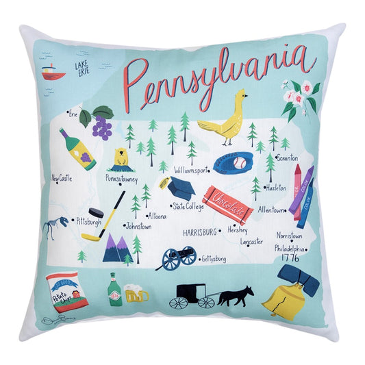 Pennsylvania Map Climaweave Pillow 18" Indoor/Outdoor