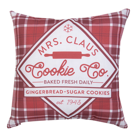 Plaid Holiday Mrs Clause Climaweave Pillow 18" Indoor/Outdoor