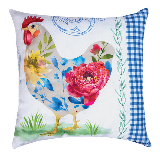 Rooster Bouquet Climaweave Pillow 18" Indoor/Outdoor