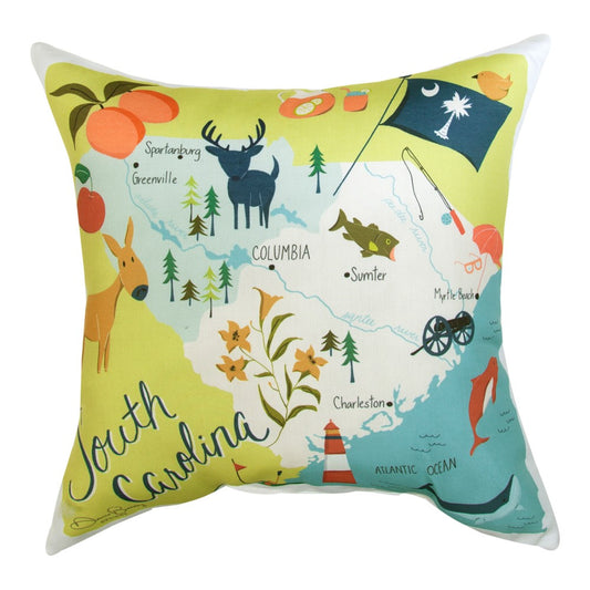 South Carolina Map Climaweave Pillow 18" Indoor/Outdoor