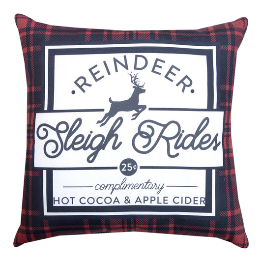 Plaid Holidays Sleigh Rides Climaweave Pillow 18" Indoor/Outdoor