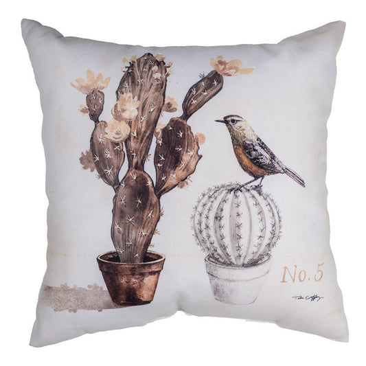 Succulents And Bird 18X18 Climaweave Pillow Indoor/Outdoor