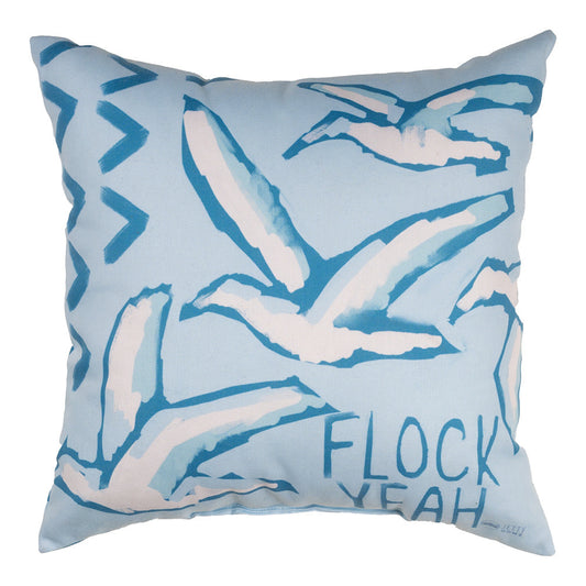 The Chromatic Coast-Flock Yeah 18 inch Pillow Climaweave Indoor/Outdoor