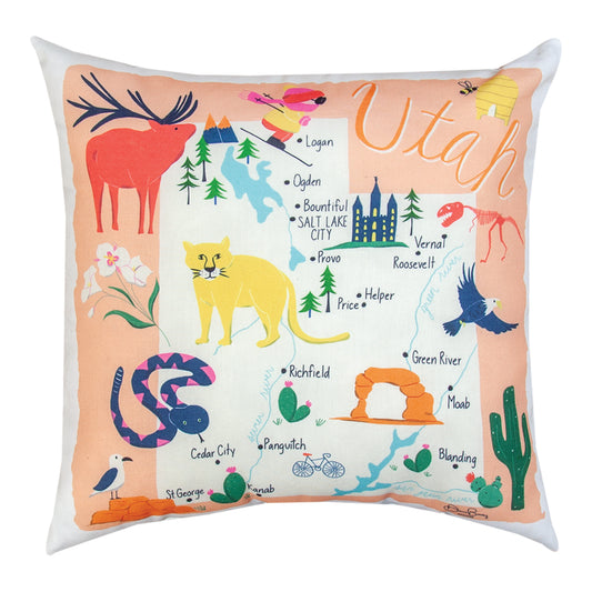 Utah Map Climaweave Pillow 18" Indoor/Outdoor