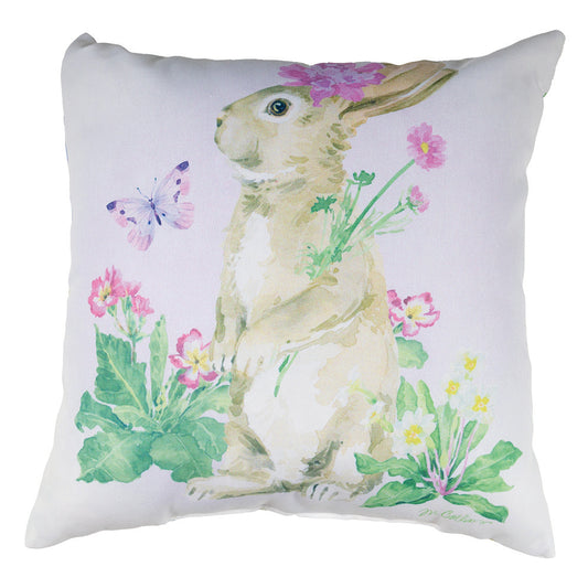 Very Berry Bunnies Purple 18x18 inch Pillow Climaweave Indoor/Outdoor