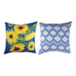 Zig Zag Sunflowers Blue 18 x 18 inch Pillow Climaweave Indoor/Outdoor