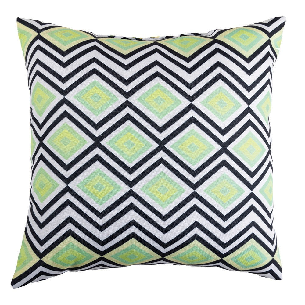 Zig Zag Sunflowers White 18x18 inch Pillow Climaweave Indoor/Outdoor