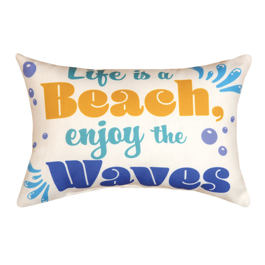 Enjoy The Waves Word Pillow 12.5"x8.5" Throw Pillow