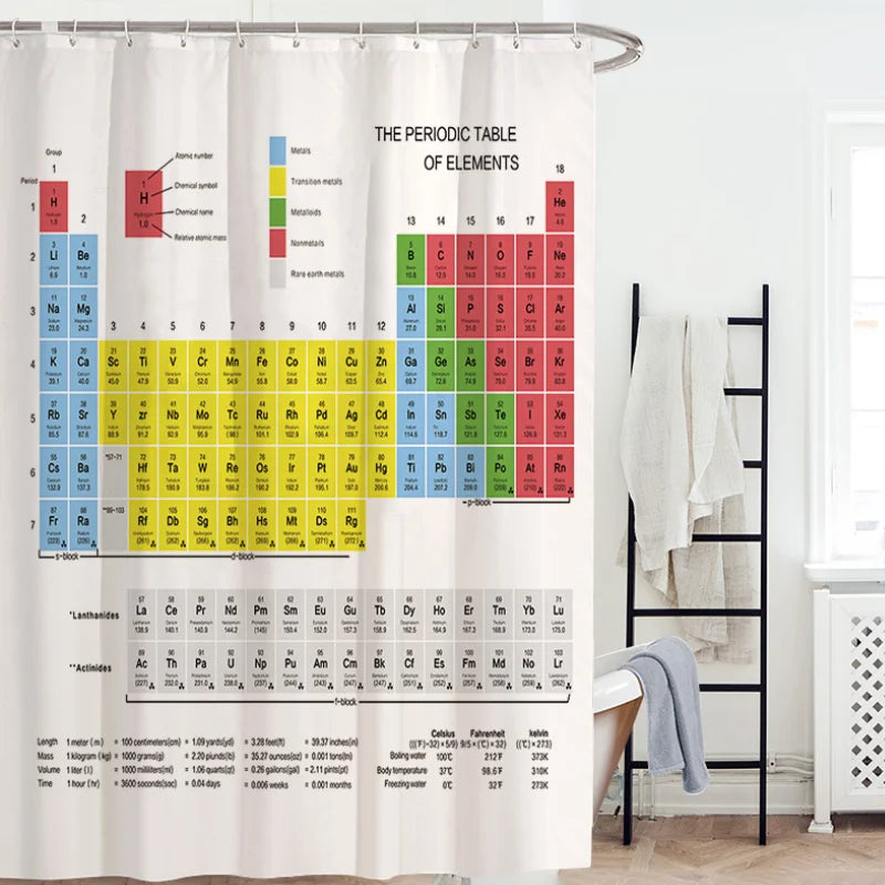 Periodic Table of Elements, Skeleton, Organs Shower Curtains Waterproof 3D Print Fabric Curtain