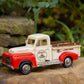 Vintage Style Iron Pickup Truck in Antique White and Red