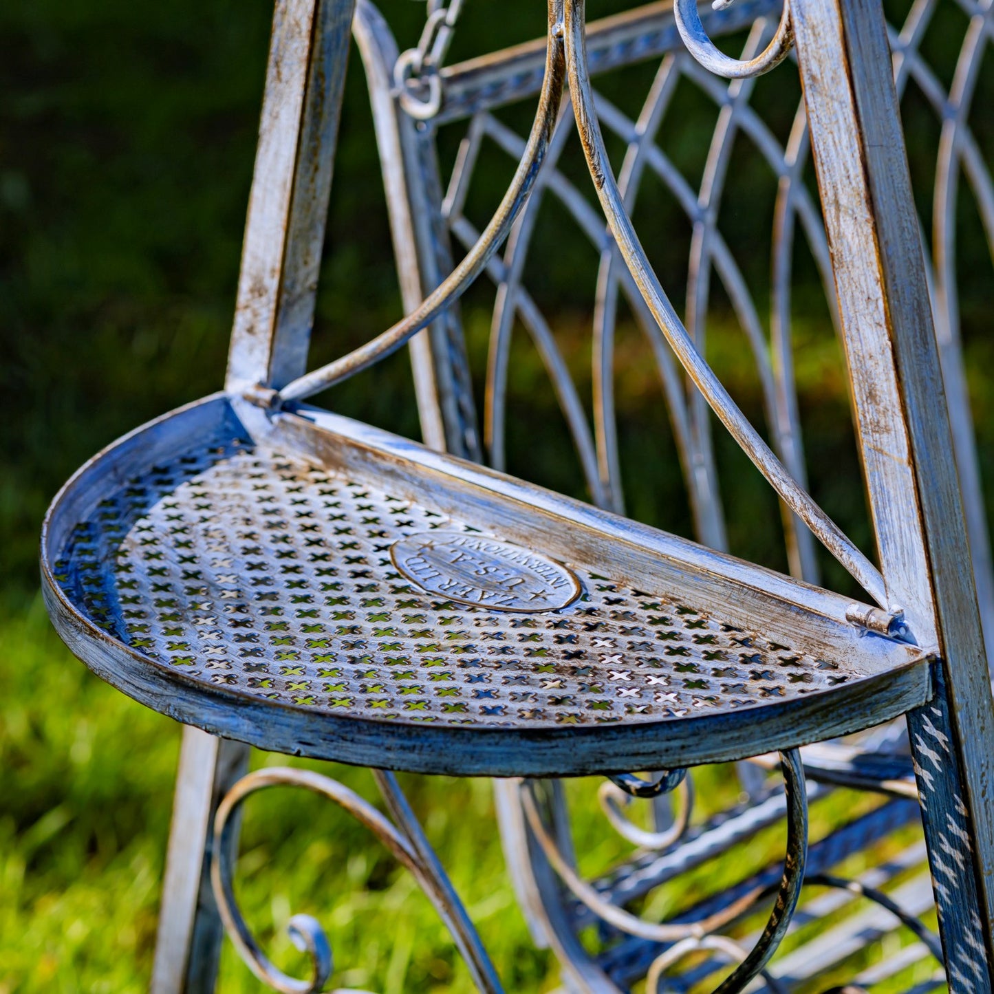 New York Iron Swing Chair in Blue/Bronze