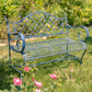 Stephania Victorian-Style Iron Garden Bench in Antique Blue