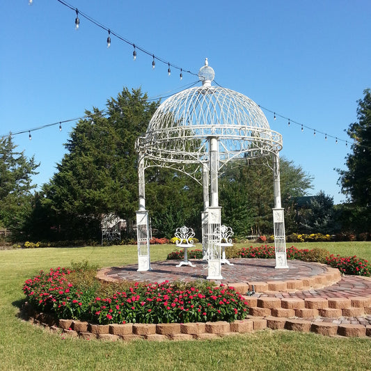 Valiko Round Iron Garden Gazebo in Antique White