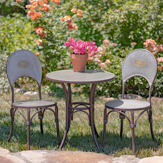 Three Piece Round Top Galvanized Bistro Set "Tbilisi 1918"