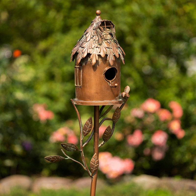 Country Style Iron Birdhouse Stake Round House