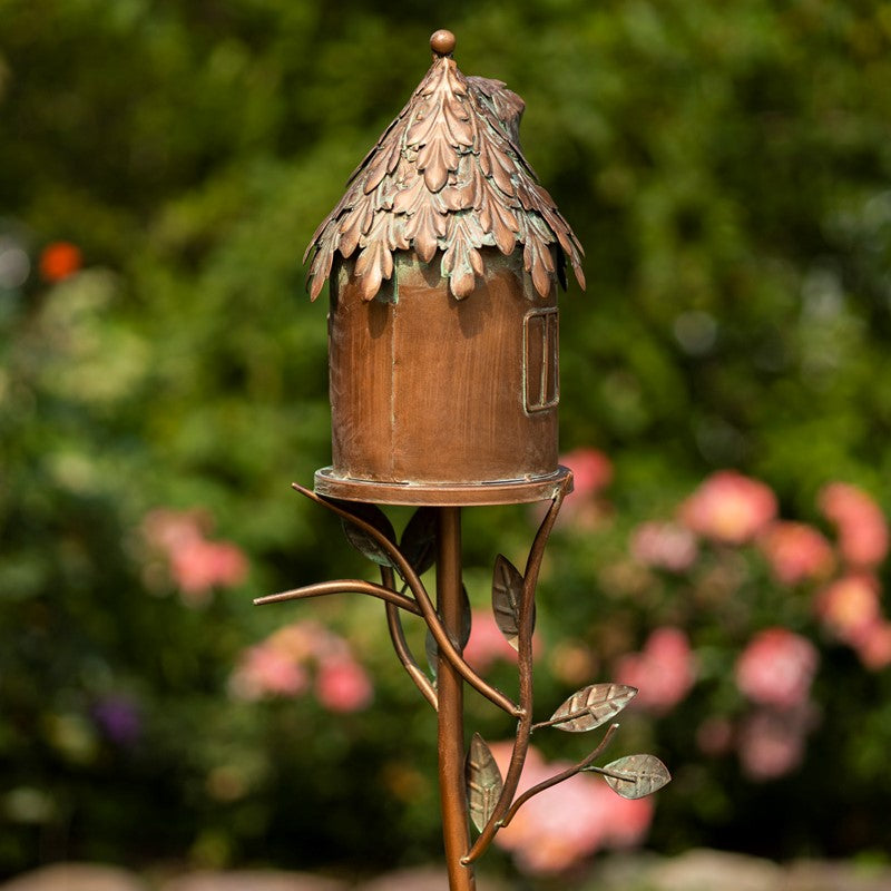 Country Style Iron Birdhouse Stake Round House