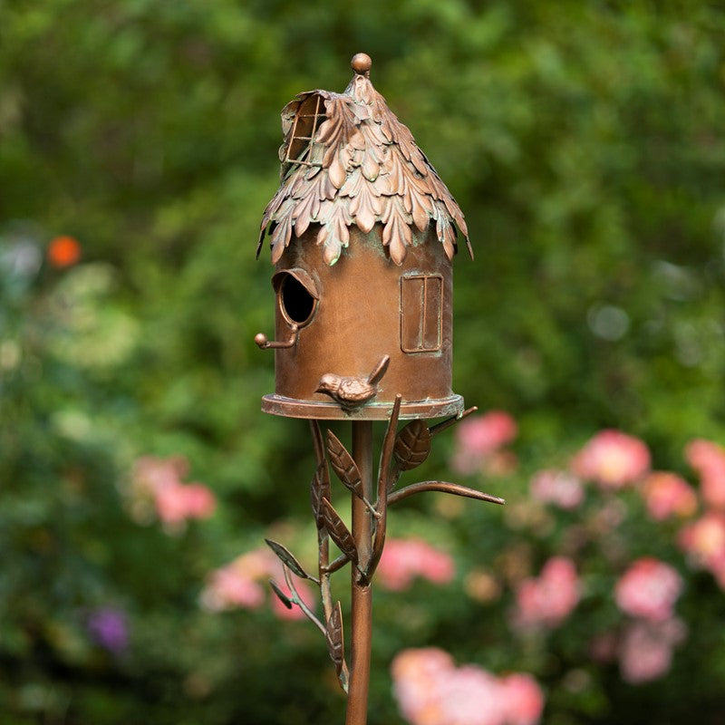 Country Style Iron Birdhouse Stake Round House