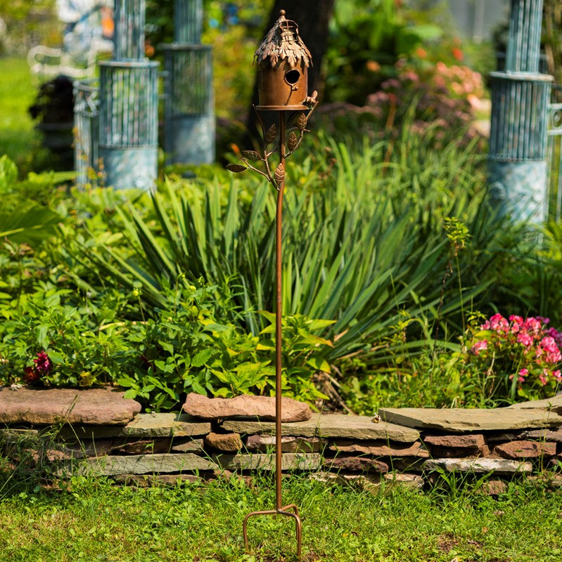 Country Style Iron Birdhouse Stake Round House