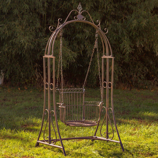 Oasis Iron Garden Swing Chair in Antique Bronze