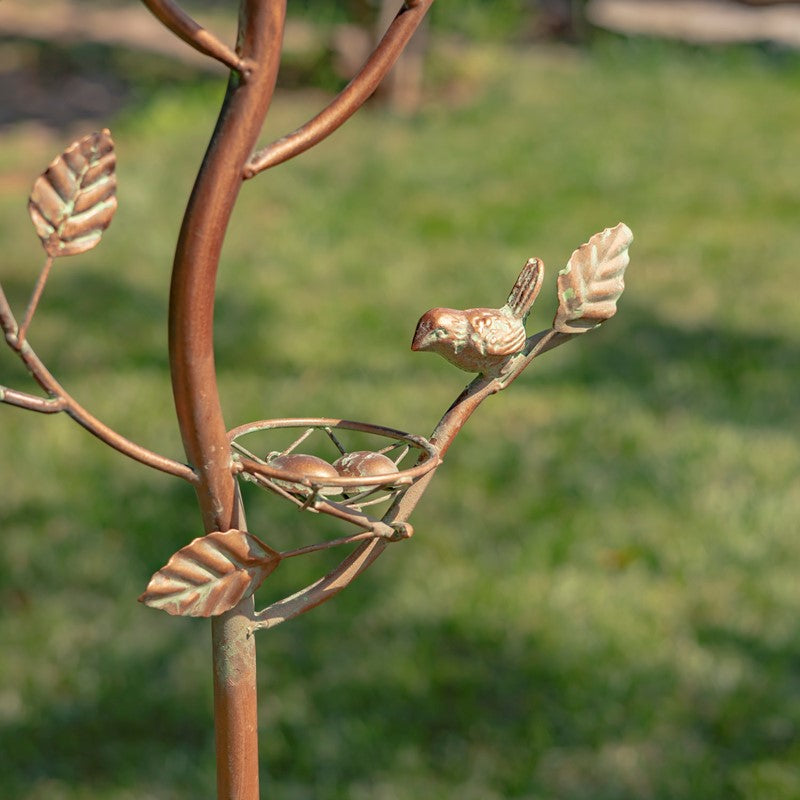 Antique Copper Finished Iron Birdhouse Stake with Dome Roof