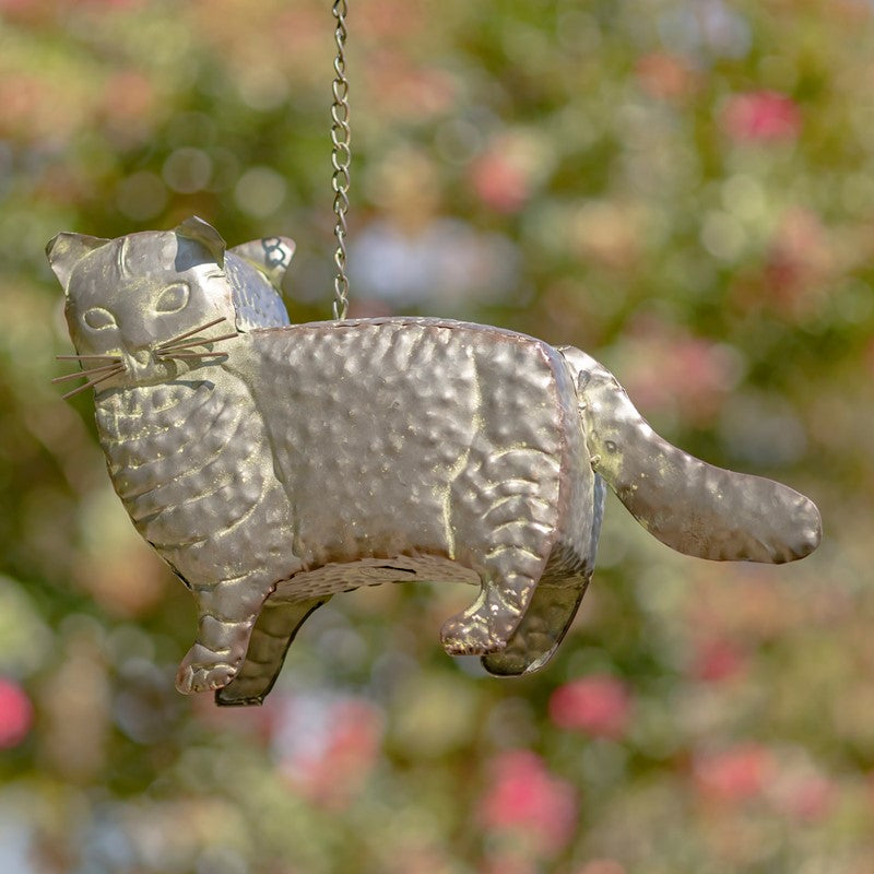 Galvanized Hanging Animal Birdhouse - Cat