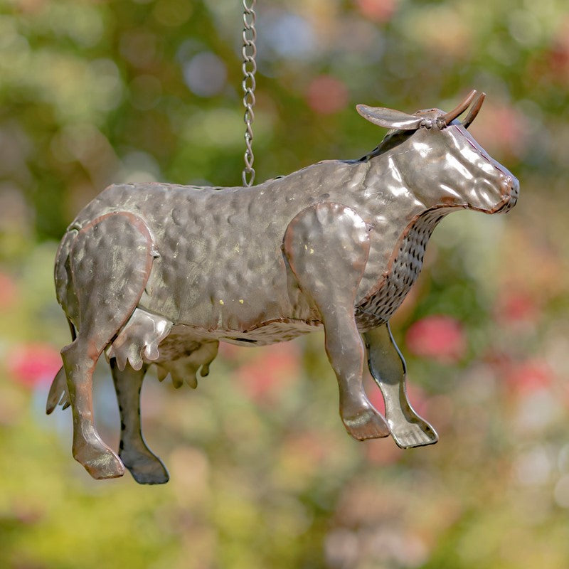 Galvanized Hanging Animal Birdhouse - Cow