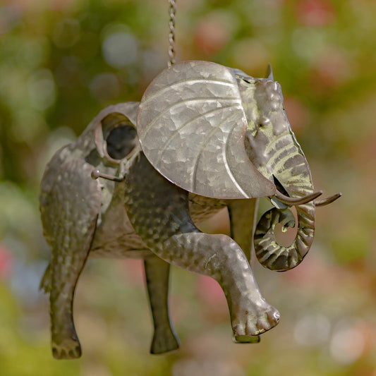 Galvanized Hanging Animal Birdhouse - Elephant