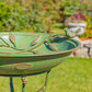 Two Birds Iron Birdbath with Verdi Green Finish