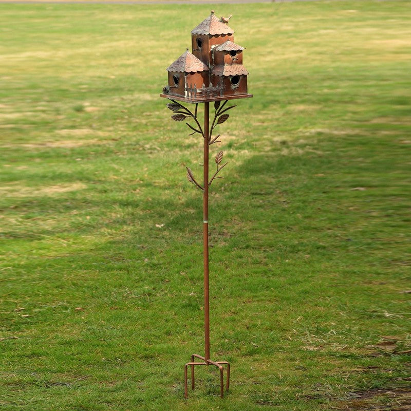 73.75 inch Tall Country Style Multi-Home Iron Birdhouse Stake Plumsteadville