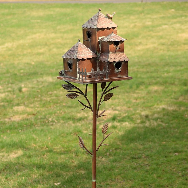 73.75 inch Tall Country Style Multi-Home Iron Birdhouse Stake Plumsteadville