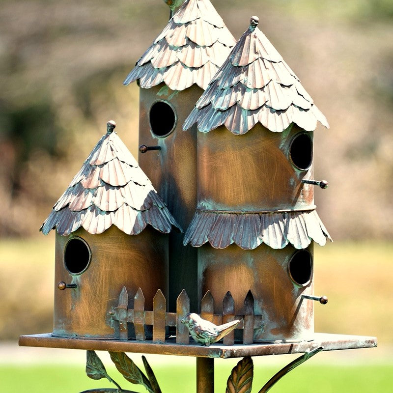 76.75 inch Tall Country Style Multi-Home Iron Birdhouse Stake Pipersville