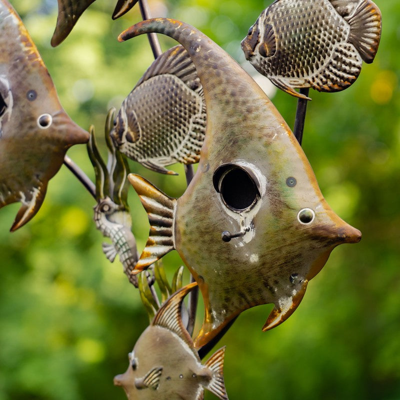 Coastal Style Birdhouse Stake - Angel Fish