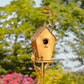 Antique Copper Saran Birdhouse Stake Holly