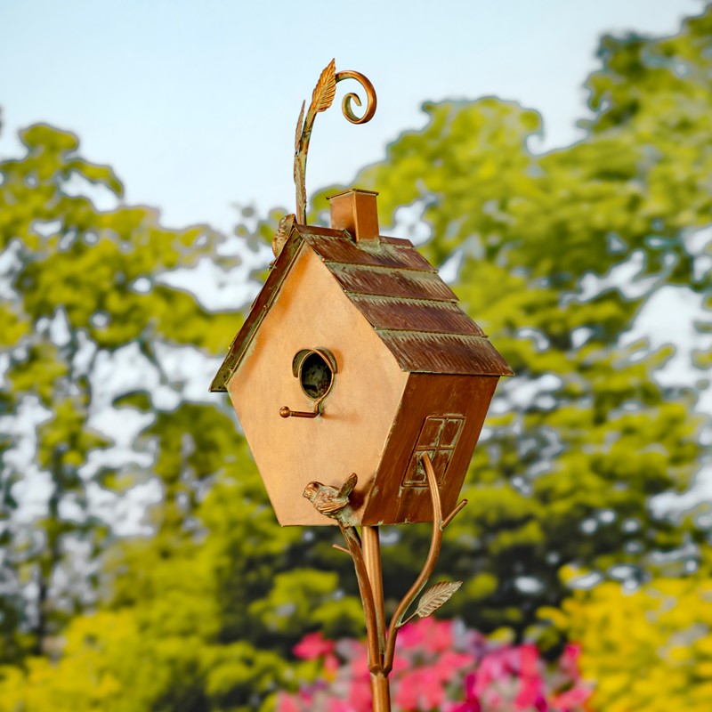 Antique Copper Saran Birdhouse Stake Sherry