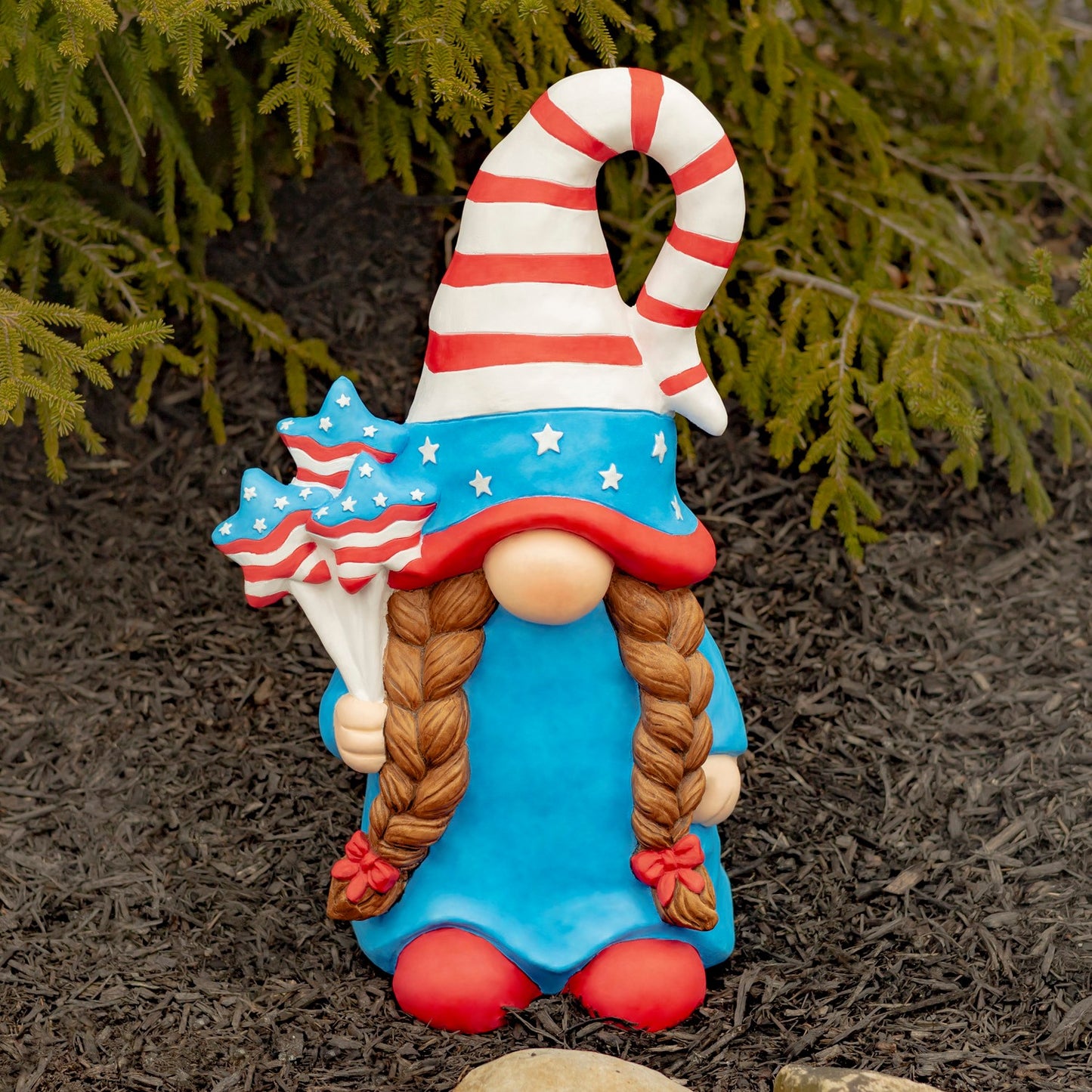 The Americanas Set of 3 Assorted American Lady Patriot Garden Gnomes