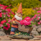 17" Tall Spring Gnome Garden Statue with Wheelbarrow