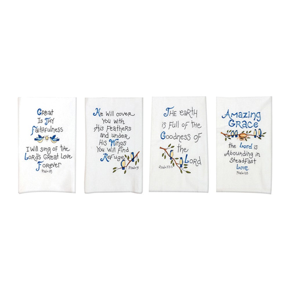 Psalms Hand Towel 16x28 Kitchen Towel, Religious, Spiritual, Set of 4