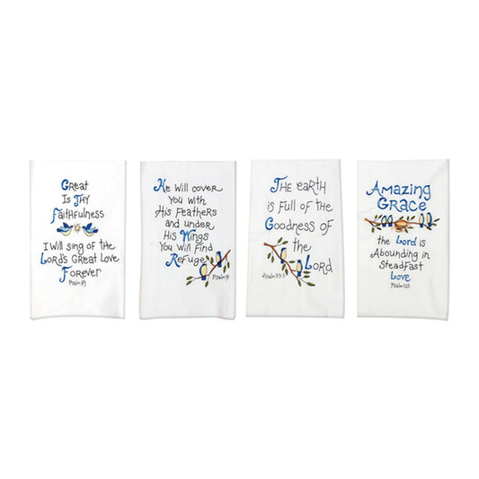 Psalms Hand Towel 16x28 Kitchen Towel, Religious, Spiritual, Set of 4