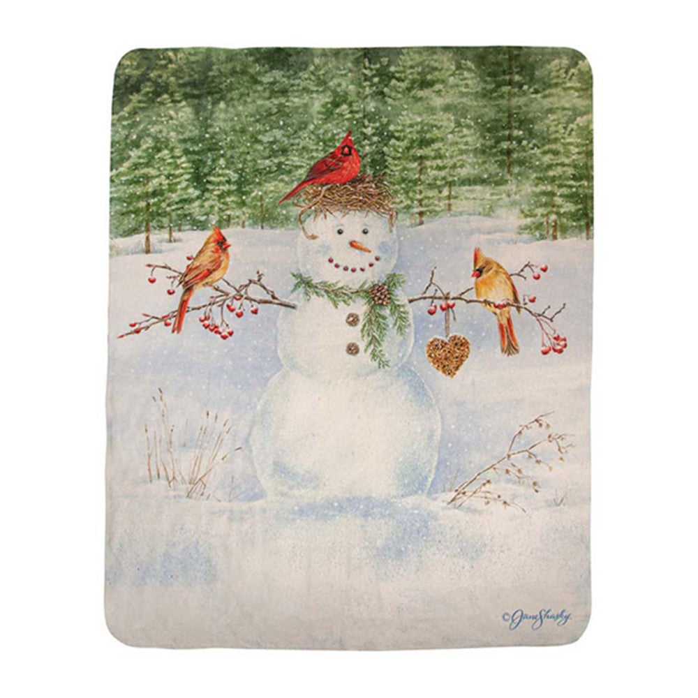 Happy Snowman Sherpa Fleece Throw 50x60 inch Fleece Blanket