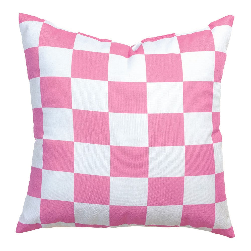 Checkerboard Pink Climaweave Pillow 18" Indoor/Outdoor