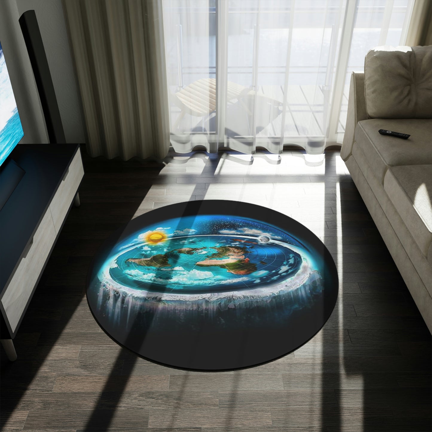 Flat Earth v2 Round Rug