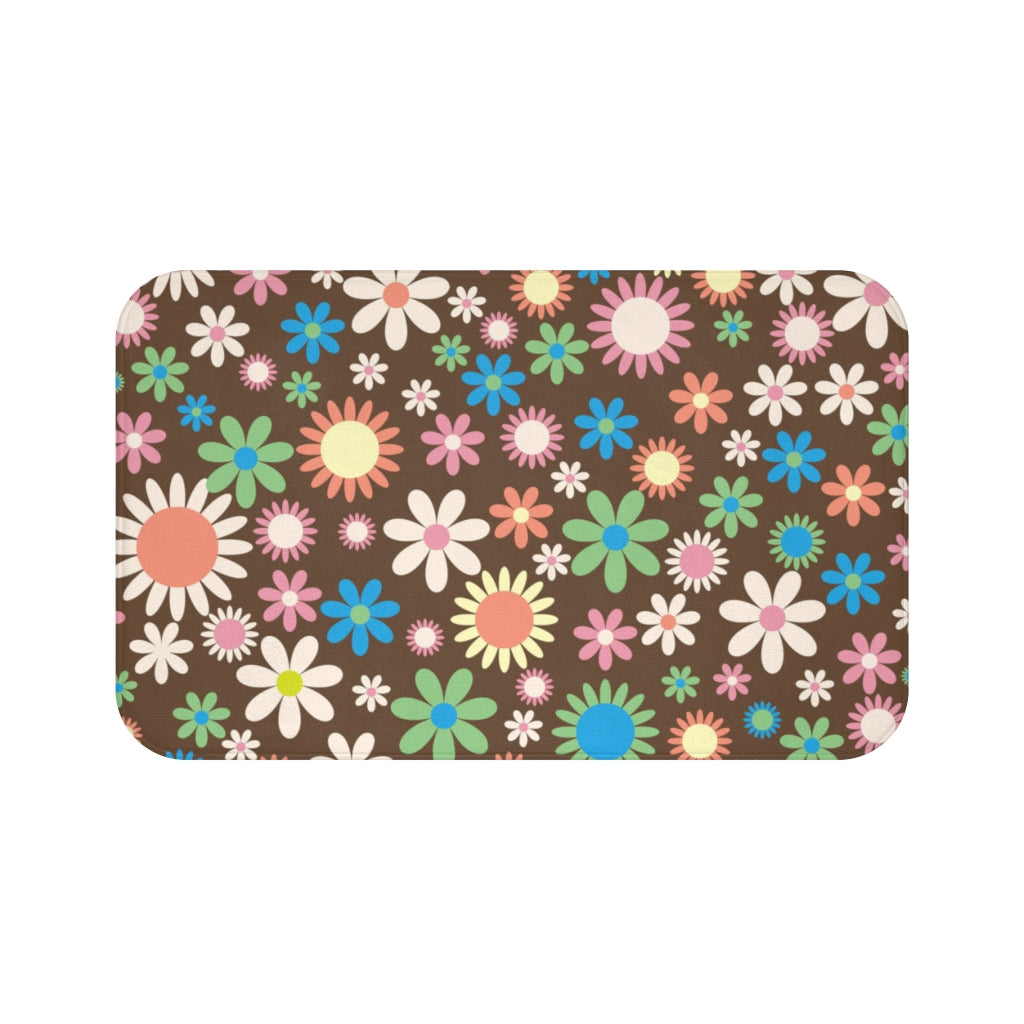 Bath Mat Retro Flowers Small & Large Sizes