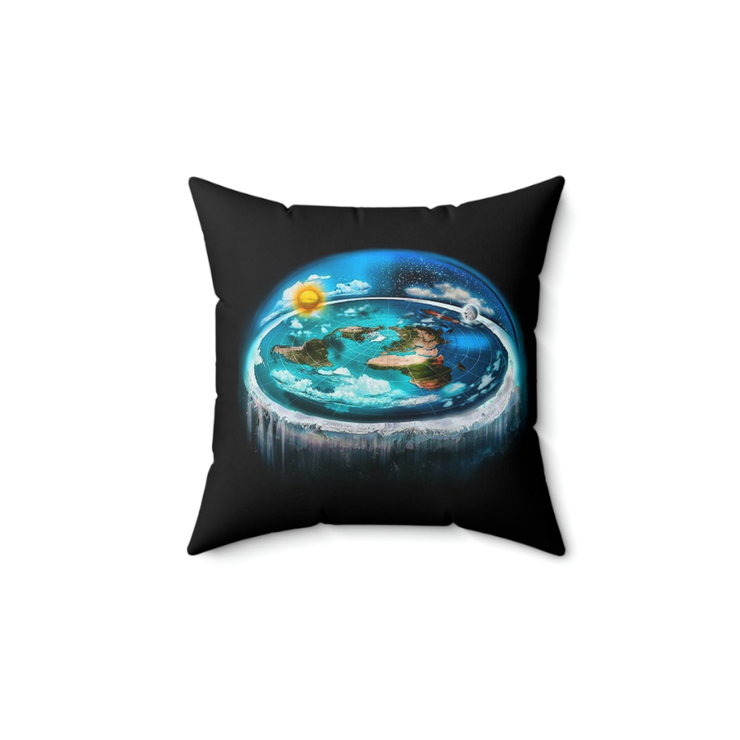 Flat Earth Spun Polyester Square Pillow